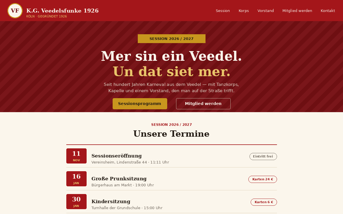 K.G. Veedelsfunke Website